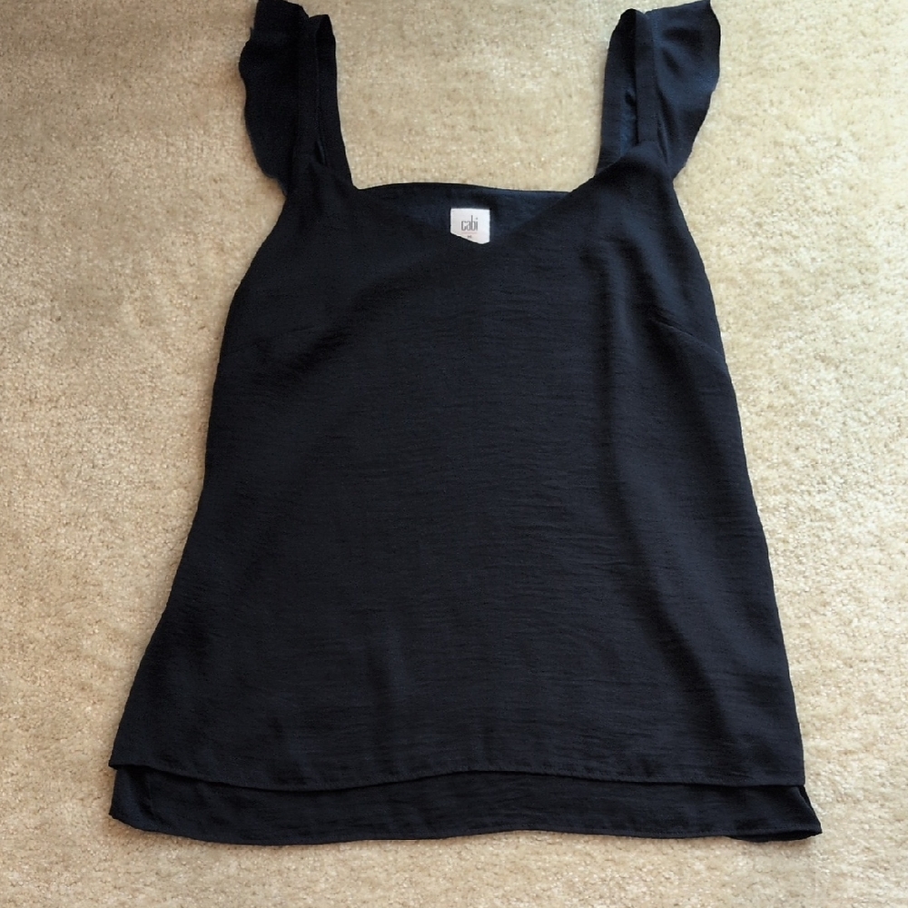 CAbi Elegant Navy Ruffle Strap Camisole